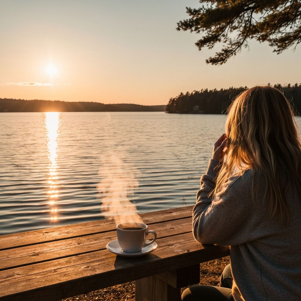 Morning coffee with lake view